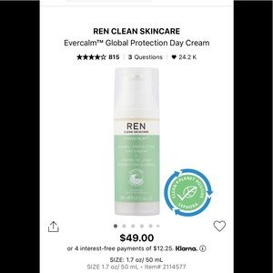Ren Clean Skincare Evercalm Day Cream! New in box!